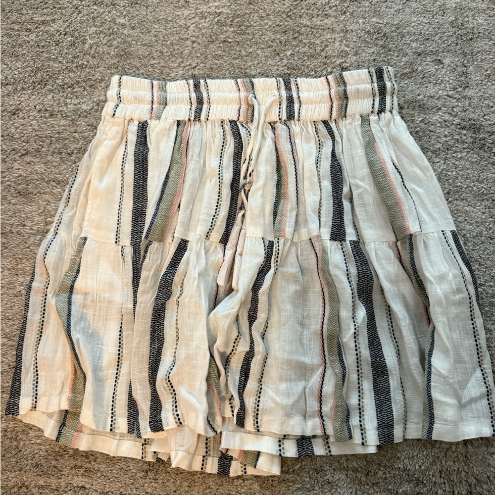 L Space White and Multicolor Striped Skirt